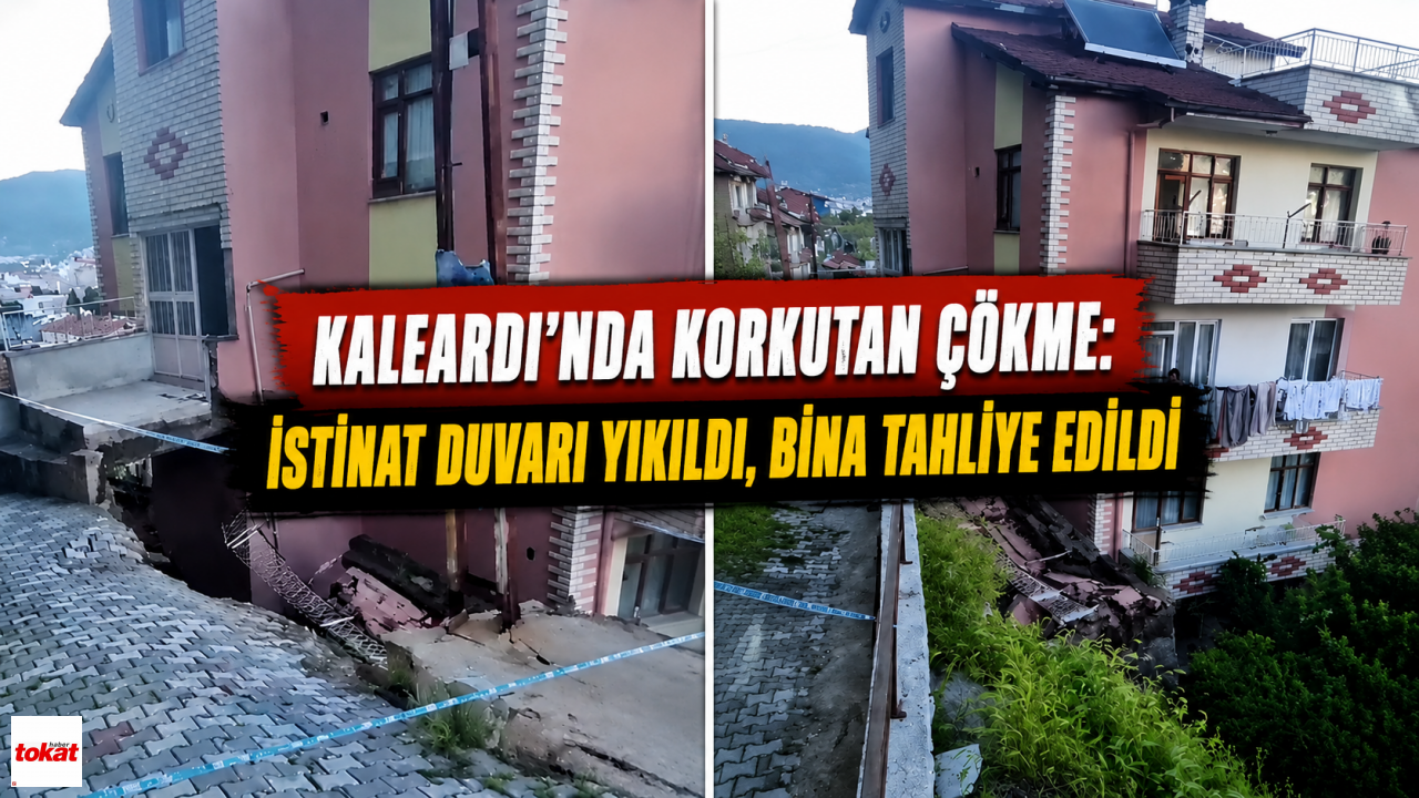 Çöken istinat duvarı binada hasar oluşturdu