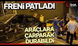 Kağıthane’de freni patlayan taksi yokuş aşağı kayarak 3 araca çarptı: 1 yaralı