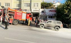 Karabük'te seyir halindeki cip yandı