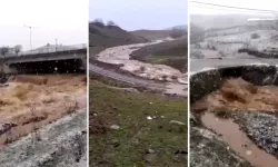 Yağış sonrası dereler taştı, sel nedeniyle yol çöktü