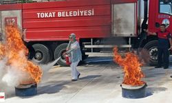 Tokat'ta belediye personeline yangınla mücadele eğitimi veriliyor