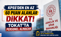 KPSS'den En Az 60 Puan Alanlar Dikkat! Tokat'ta Personel Alınacak