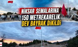 Niksar Semalarına 150 Metrekarelik Dev Bayrak Dikildi