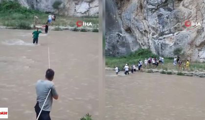 Su seviyesi yükseldi, kanyonda mahsur kaldılar