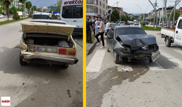 Erbaa Stadyumu Kavşağında Maddi Hasarlı Kaza: Park Halindeki Araca Çarptı!