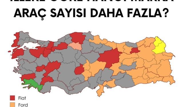 Türkiye'nin Otomobil Haritası Çıkarıldı En Çok Bu Marka Araç Tercih Ediyor Tokat'ta Bile En Çok O Görünüyor