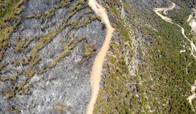 Karabük’te Yanan Ormanlık Alan Havadan Görüntülendi