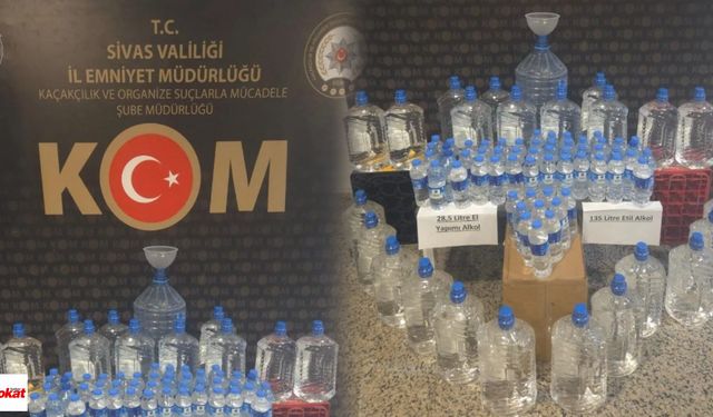 Sivas’ta el yapımı alkol operasyonu: 125 litre etil alkol ele geçirildi