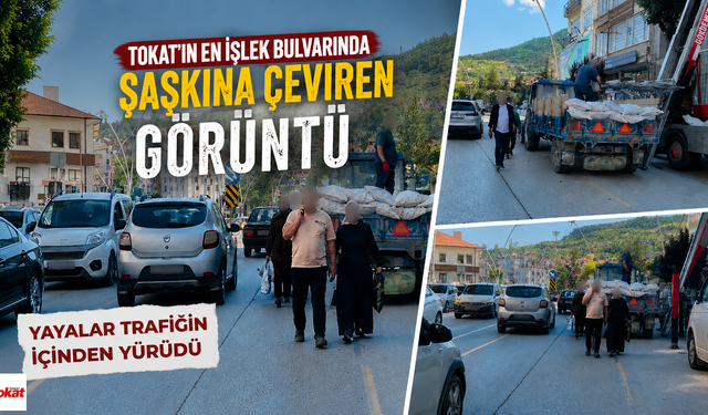 Tokat’ta tadilat çalışması tartışma yarattı: Yayalar trafikte tehlike yaşadı