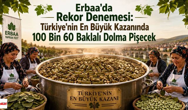 Erbaa'da Rekor Denemesi: Türkiye'nin En Büyük Kazanında 100 Bin 60 Baklalı Dolma Pişecek