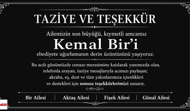 Taziye ve Teşekkür