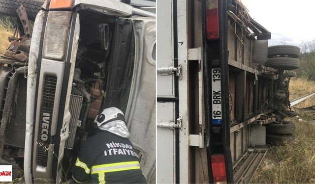 Niksar Çamiçi Yayla Yolunda Kaza: Kamyonet Yan Yattı