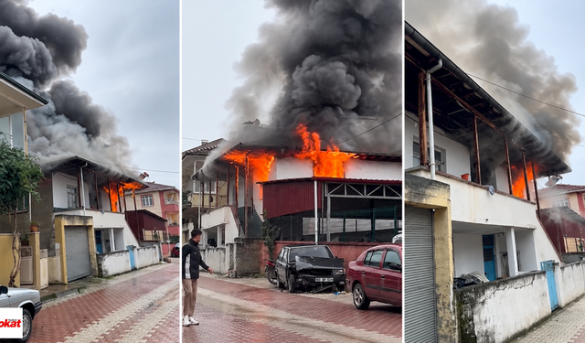 Erbaa’da alevler iki katlı evi sardı: Geriye kullanılamaz bir ev kaldı