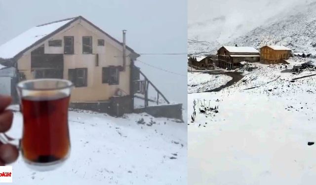Eylül'de kış geldi, 3 bin 100 metre yükseklikte bulunan yayla beyaza büründü