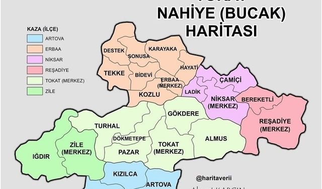 Tokat'ın 1940 Haritası Ortaya Çıktı 24 Bucak 6 İlçesi Vardı