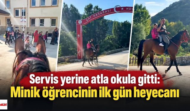 Servis yerine atla okula gitti: Minik öğrencinin ilk gün heyecanı