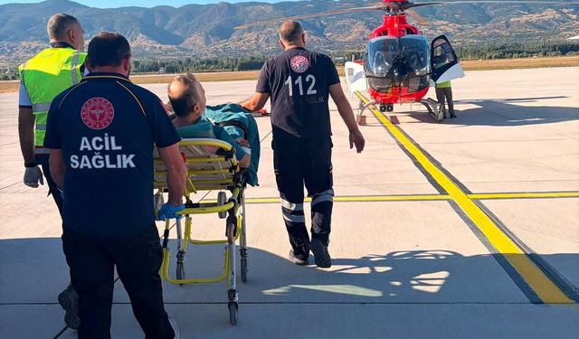 Tokat’ta yaralanan sağlık çalışanı için hava ambulansı havalandı
