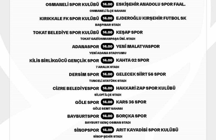 Kupada Tokat heyecanı: Maç programı açıklandı