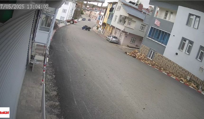 Tokat'ta ATV kazası güvenlik kamerasına yansıdı