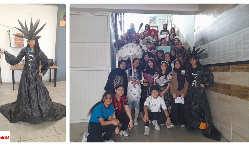 Gaziantep'te Öğrencilerden Atık Malzemelerle Geri Dönüşüm Defilesi