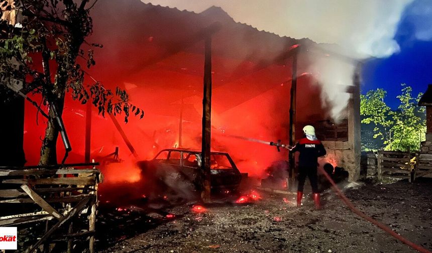 Tokat’ta Korkutan Yangın: Garaj ve Otomobil Küle Döndü
