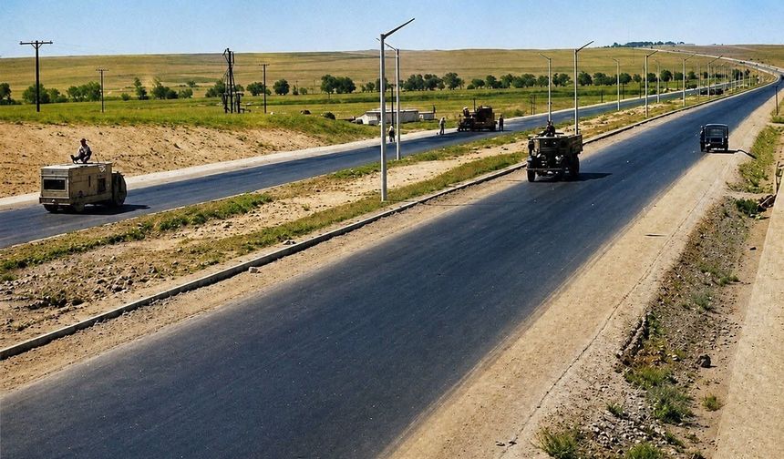 50 Metrelik Devasa Yol Yan Yana 5 Araç Çok Rahat Gidebiliyor Bunun Örneği Yok Ama Çok Geniş Refüjü Var