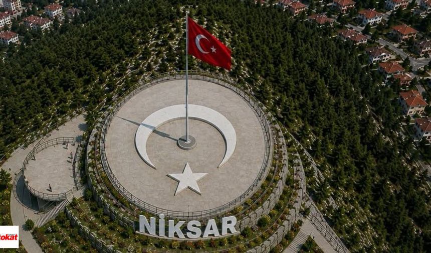 Tokat'ın En Güzel İlçesinde Seyir Terası Projesi Yükseliyor Kalesi Ovası İzlenecek 50 Metre Devasa Bayrakta Oalcak