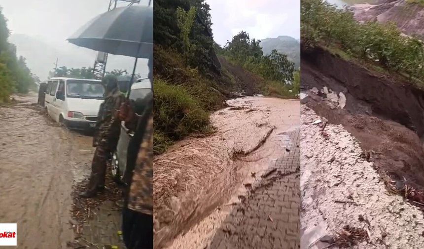 Tokat-Samsun Yolunda Sağanak Felaketi: Yol Çöktü, Heyelan Oluştu, Araçlar Mahsur Kaldı