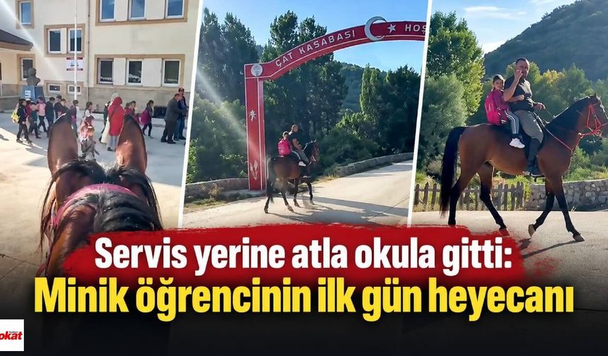Servis yerine atla okula gitti: Minik öğrencinin ilk gün heyecanı