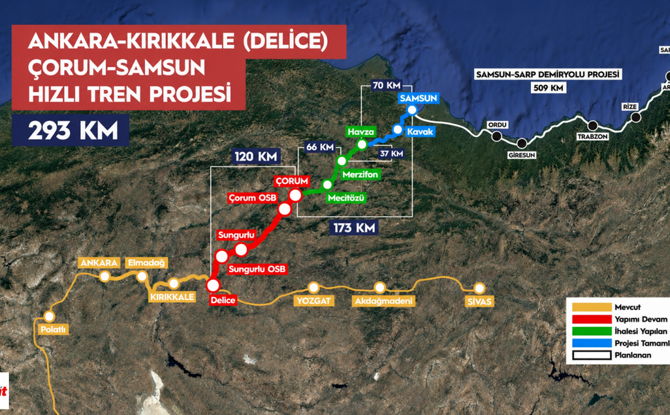 Tokat'tan Sonra Sıra Samsun'a Geliyor: YHT İle Mesafe 2 Buçuk Saate Düşecek