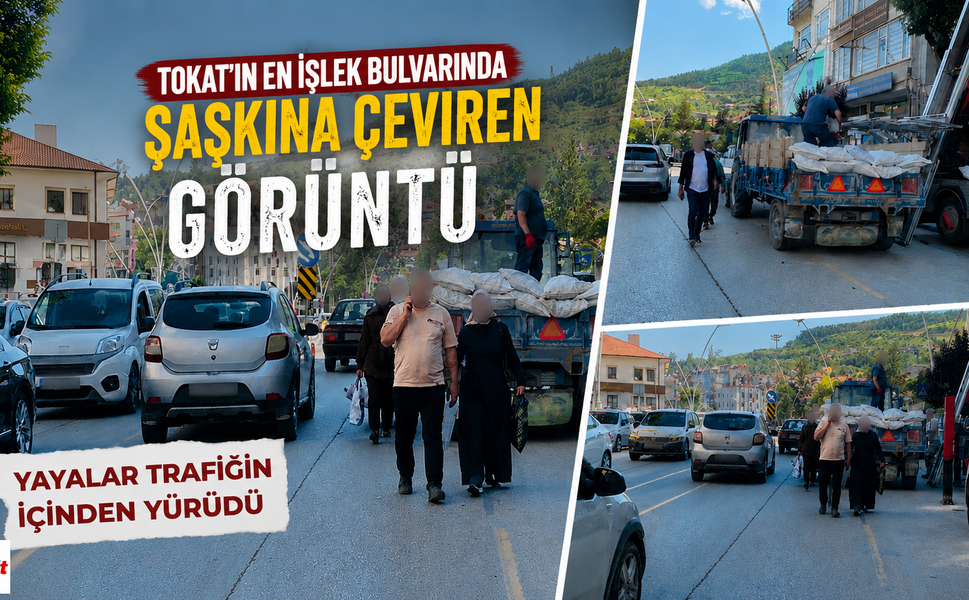 Tokat’ta tadilat çalışması tartışma yarattı: Yayalar trafikte tehlike yaşadı