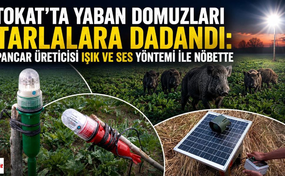 Tokat'ta Yaban Domuzları Tarlalara Dadandı: Pancar Üreticisi Işık ve Ses Yöntemi ile Nöbette