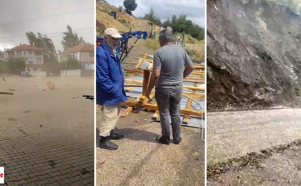 Tokat'ta Fırtına ve Dolu Kabusu! Çatılar Uçtu, Dolu Etkili Oldu