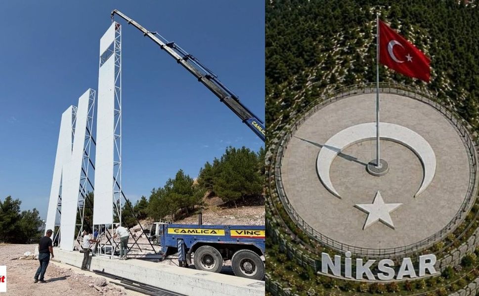 Niksar Seyir Terası’nda dev harfler yükselmeye başladı