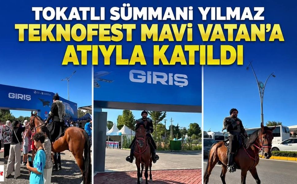 Gölcük’te sıra dışı görüntü: Tokatlı Yılmaz TEKNOFEST’e atıyla katıldı