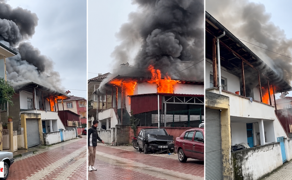Erbaa’da alevler iki katlı evi sardı: Geriye kullanılamaz bir ev kaldı