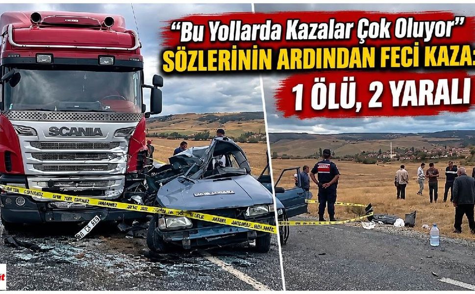 Tokat yolunda kaza 1 ölü, 2 yaralı