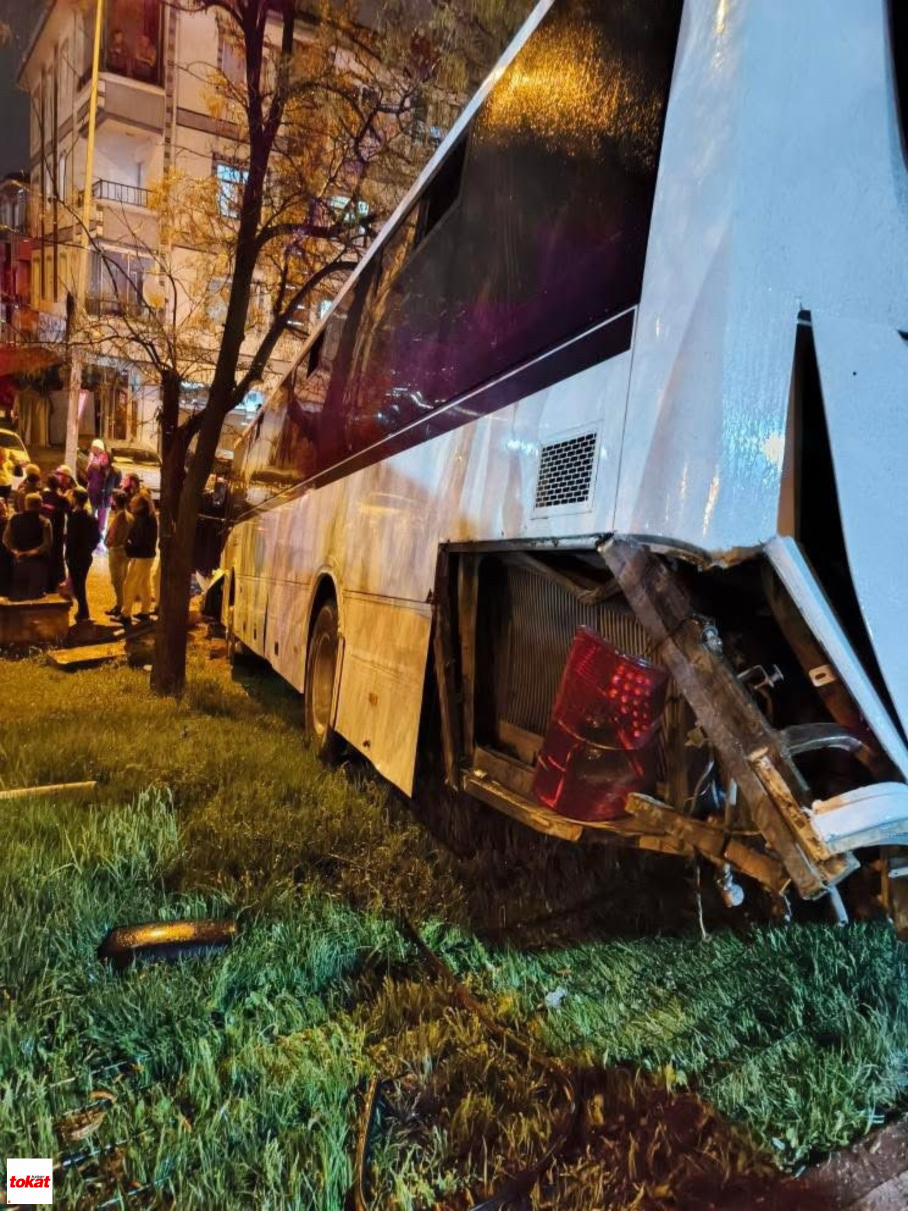 Park Halindeki Otobüs Freni Boşalınca Parka Daldı