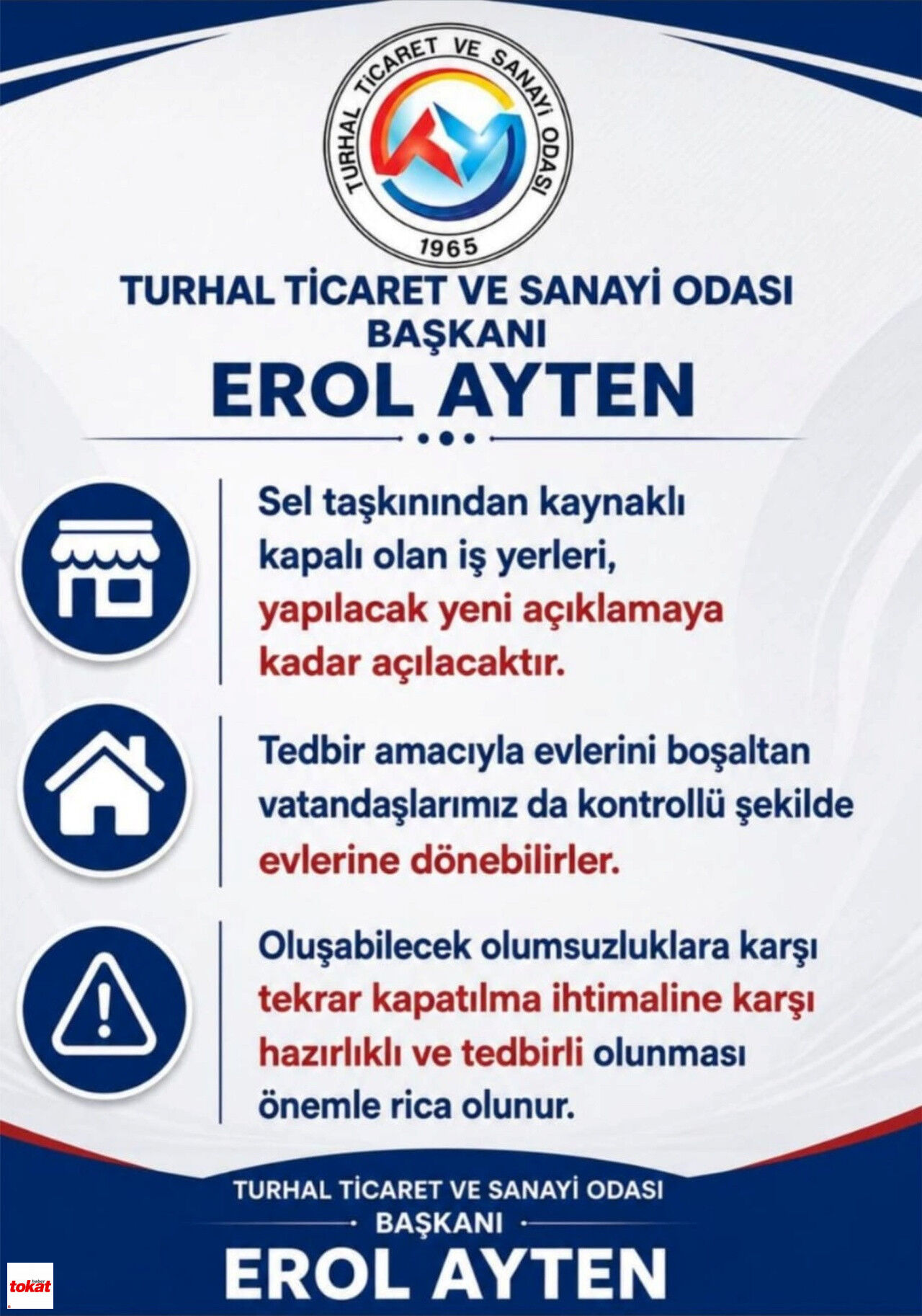 Turhal Ticaret Ve Sanayi Odası Kafa Karıştıran Paylaşım
