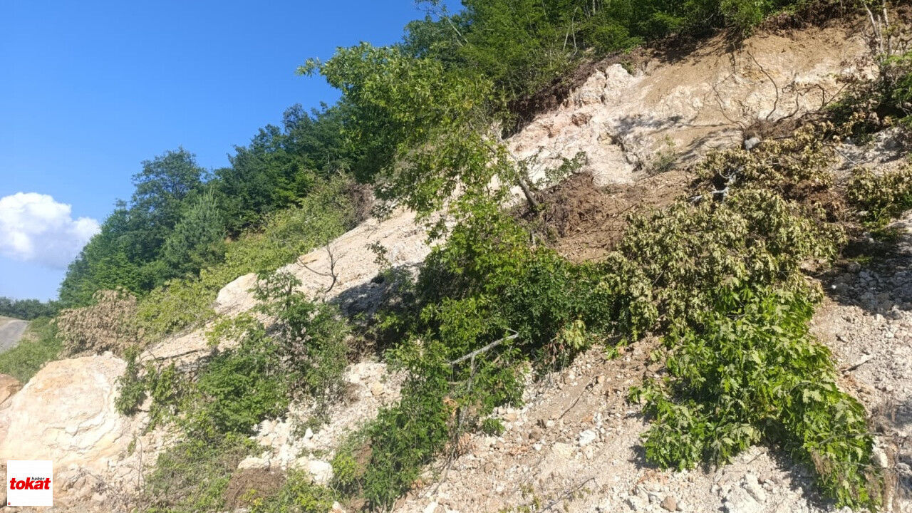 Tokat'ta Aşırı Yağışların Etkisi Köy Yolunu Kapattı Kaya Parçaları Ulaşımı Durdurdu
