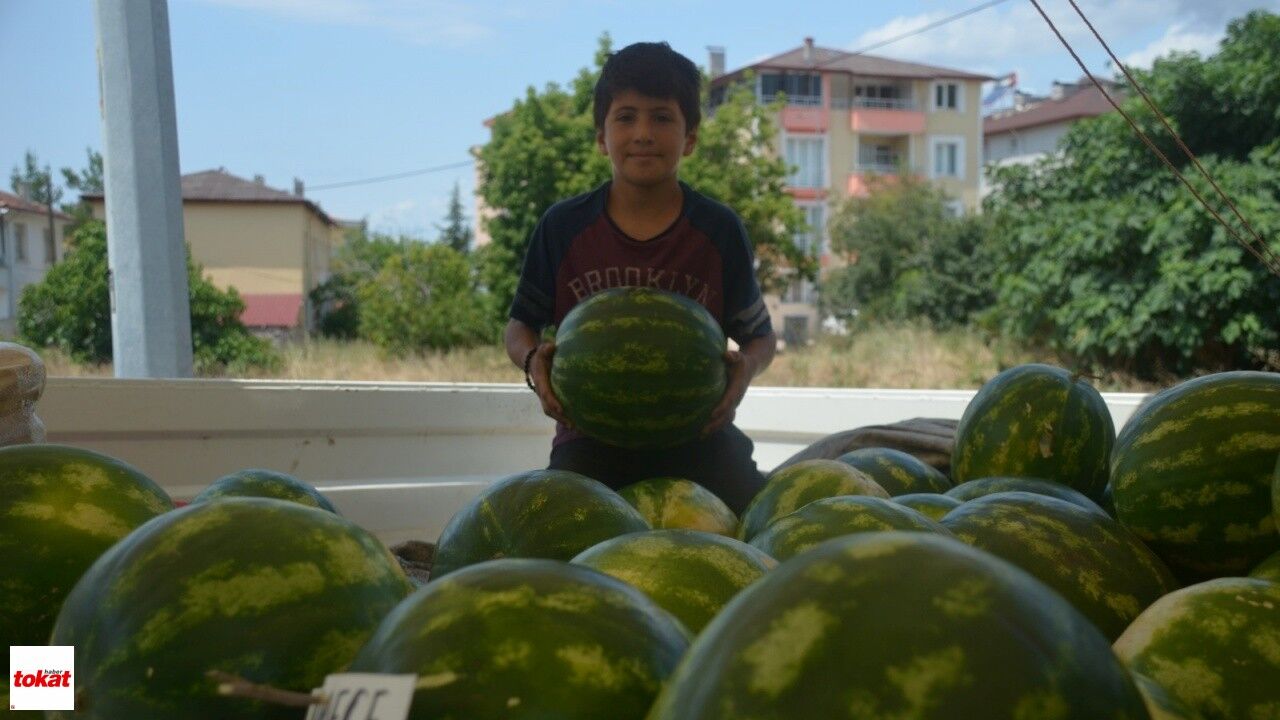 Niksar'da 13 Yaşındaki Muhammet'in Azmi Takdir Topluyor Babasının Karpuz Tezgâhında Harçlığını Çıkarıyor2