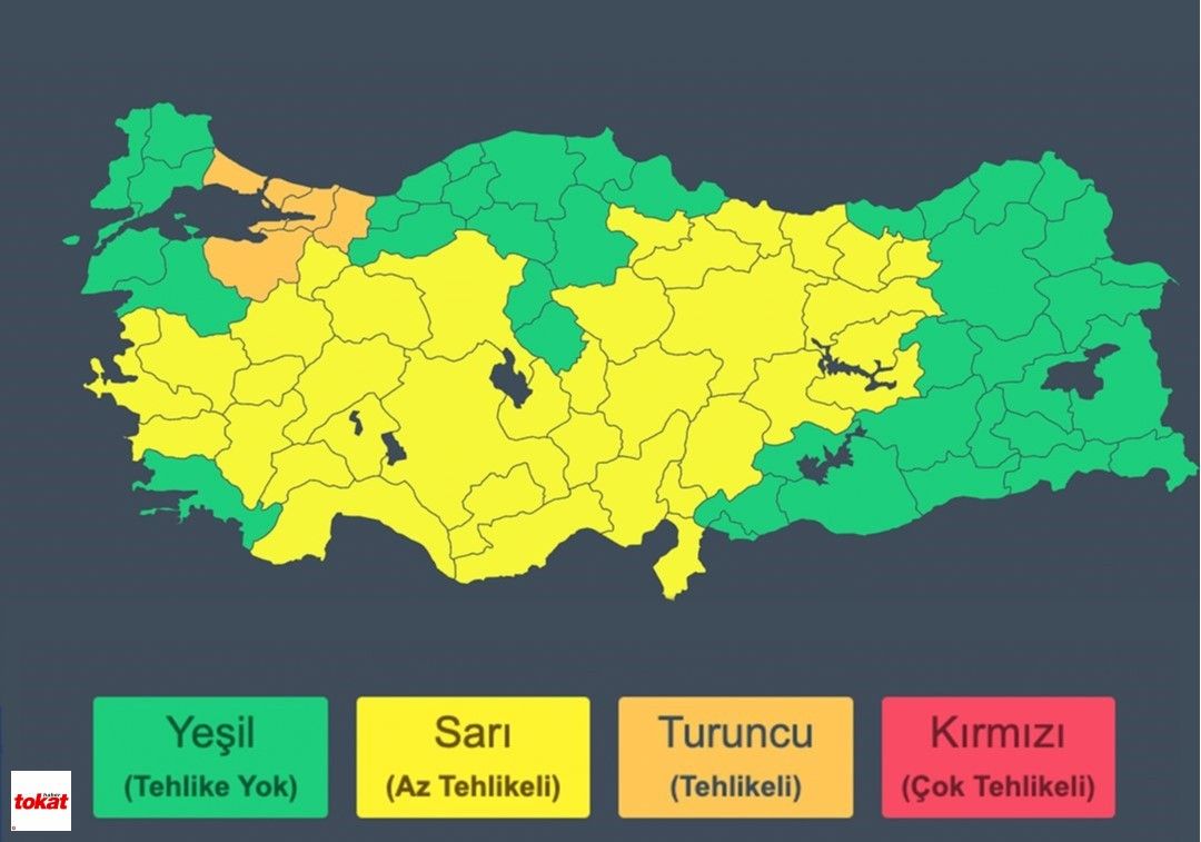 Tokat,Sivas,Amasya,Ordu Ve Samsun İçin Yoğun Bir Uyarı Yayınlandı Sarı Kodla Uyarıldı
